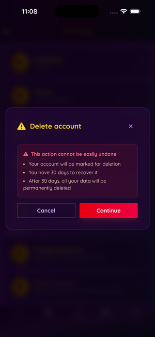 First confirmation modal